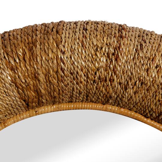 35" Brown Coastal Rattan Wall Mirror